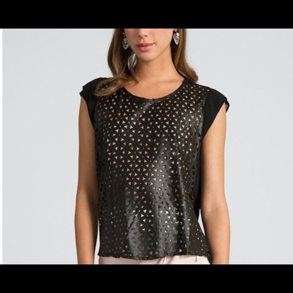 Black faux leather top